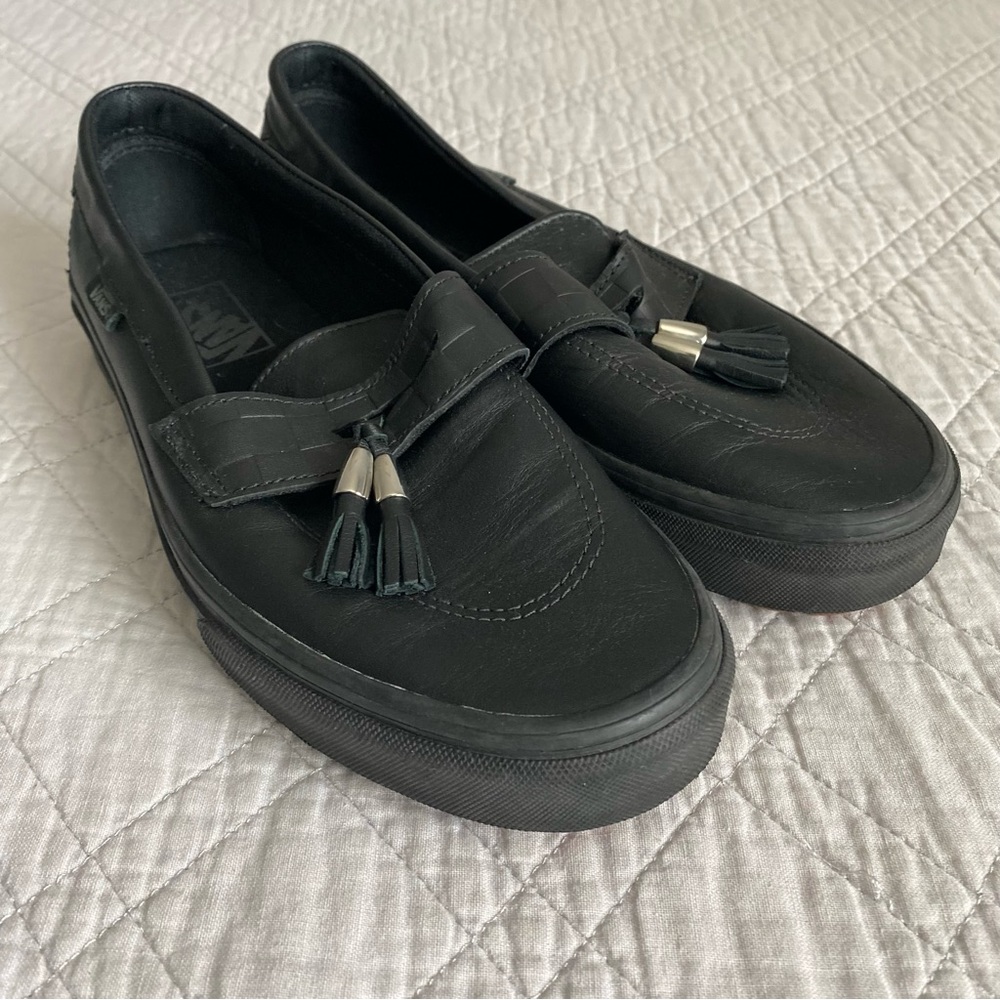 Vans Black Leather Loafers with Tassels